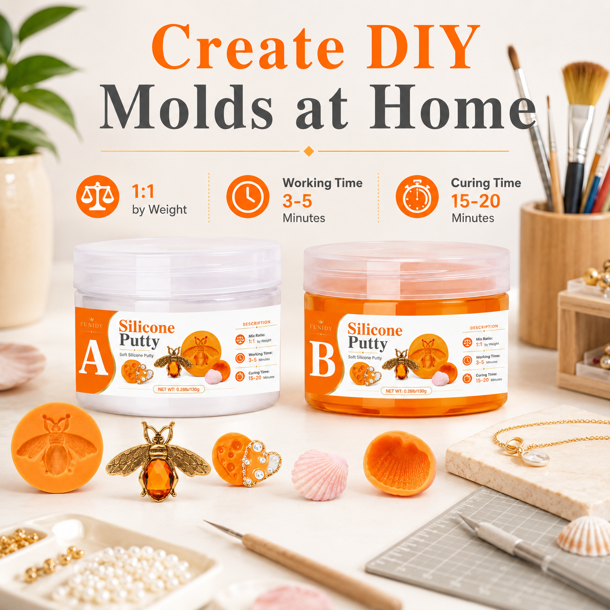 Candle Making At Home - SILICONE PUTTY Making Kit, Fast Curing,